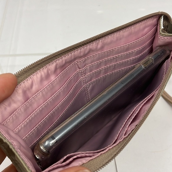 Coach Large Tan Satin Zip Wristlet Wallet - Picture 5 of 9